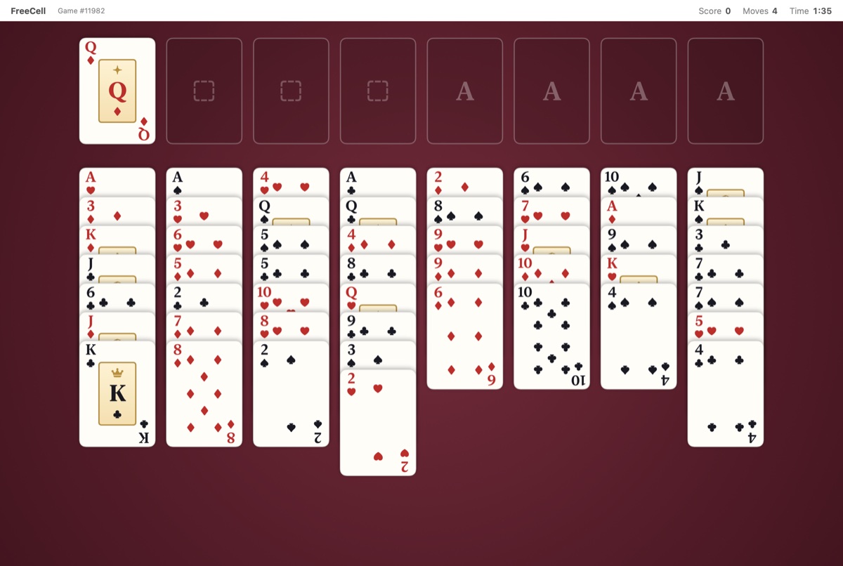 FreeCell with eight columns and four free cells
