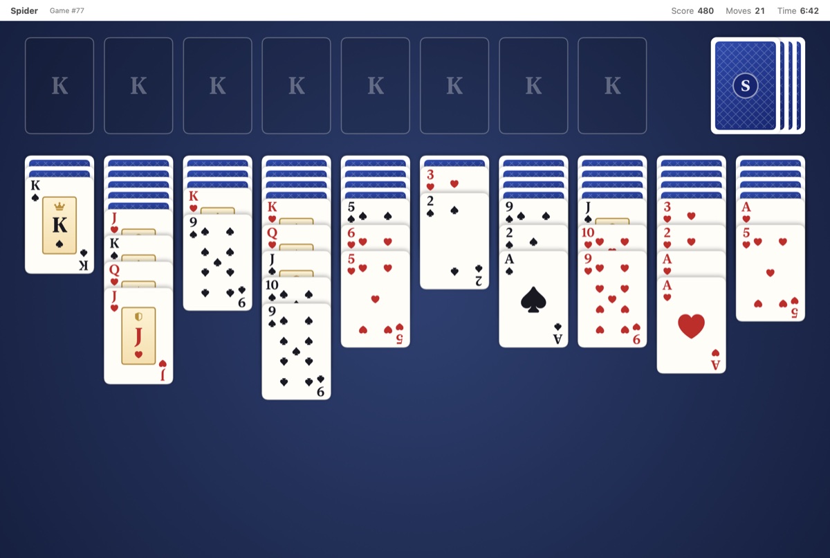 Spider Solitaire with ten columns of cards